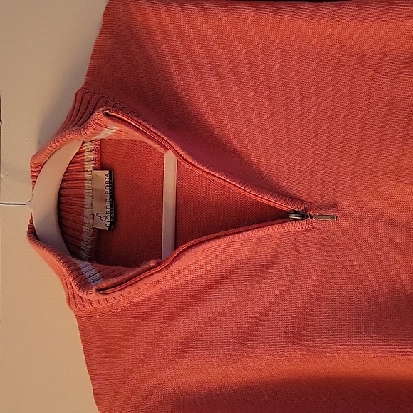 Giorgio Porta Salmon Quarter Zip Sweater Merino Wool XL - Picture 3 of 7